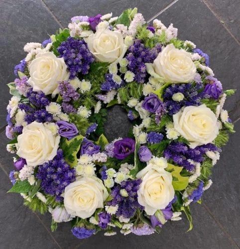 Blue & White Wreath - Brunels Funeral Directors