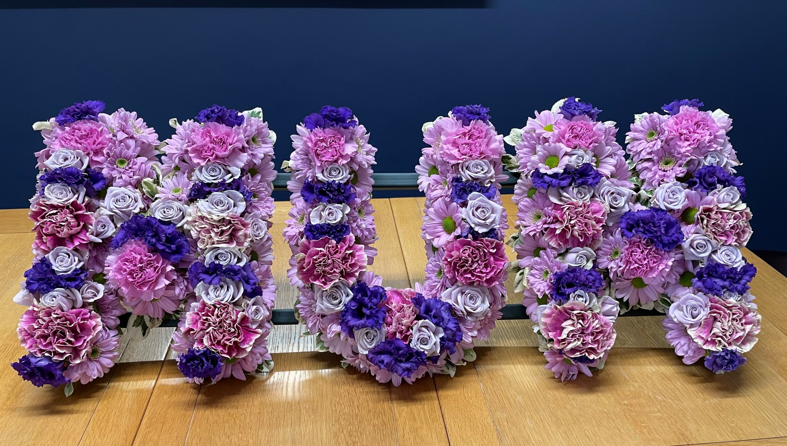 NAN FUNERAL GRAVE FLOWER TRIBUTE PINK LILAC LETTERS ARTIFICIAL RESIN SET 