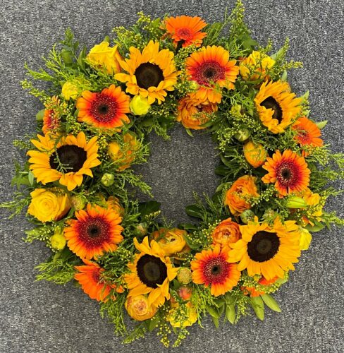 Golden sunflowers wreath
