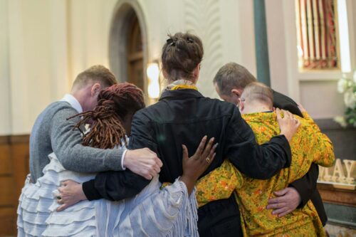 Group of people at funeral